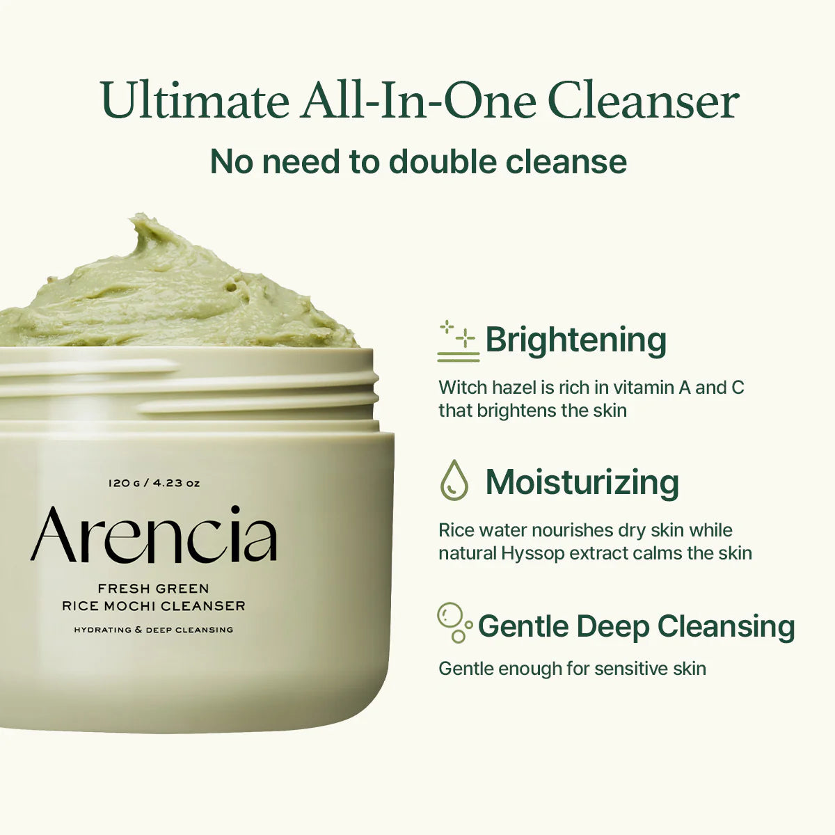 Arencia Fresh Green Rice Mochi Cleanser 120g K BEAUTY N1