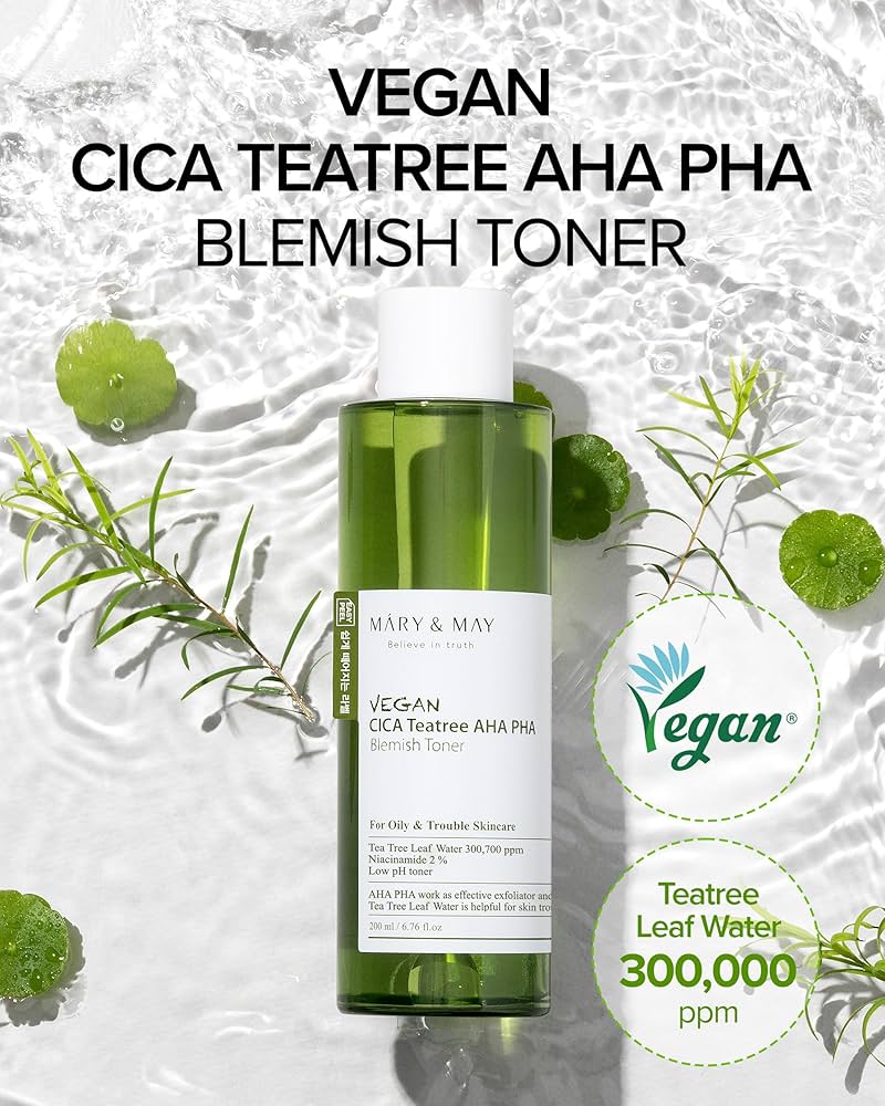 MARY & MAY Vegan Cica Teatree AHA PHA Blemish Toner K BEAUTY N1