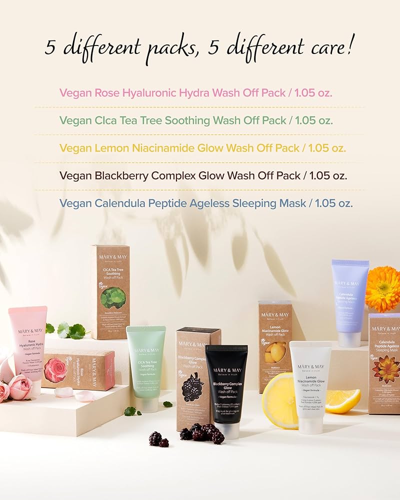 Mary&May Vegan Wash Off Mask (5pcs) K BEAUTY N1