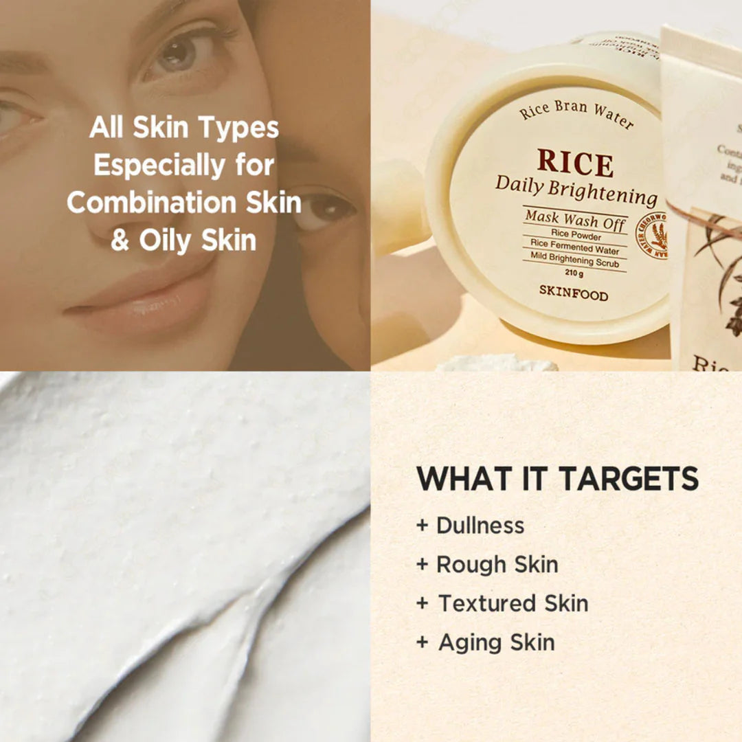 SKINFOOD Rice Daily Brightening Mask Wash Off 210g K BEAUTY N1