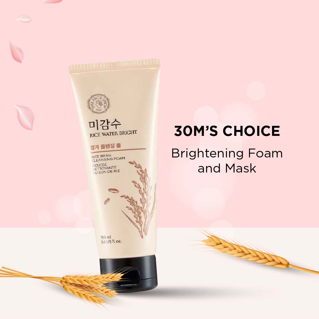 THE FACE SHOP Rice Water Bright Rice Bran Facial Foaming Cleanser 150ml K BEAUTY N1
