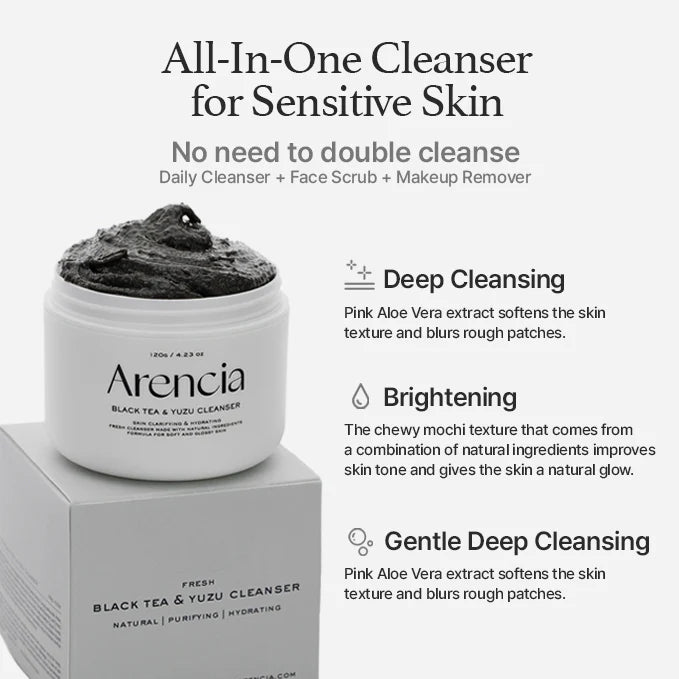 Arencia Black Tea Rice Mochi Cleanser 120ml K BEAUTY N1