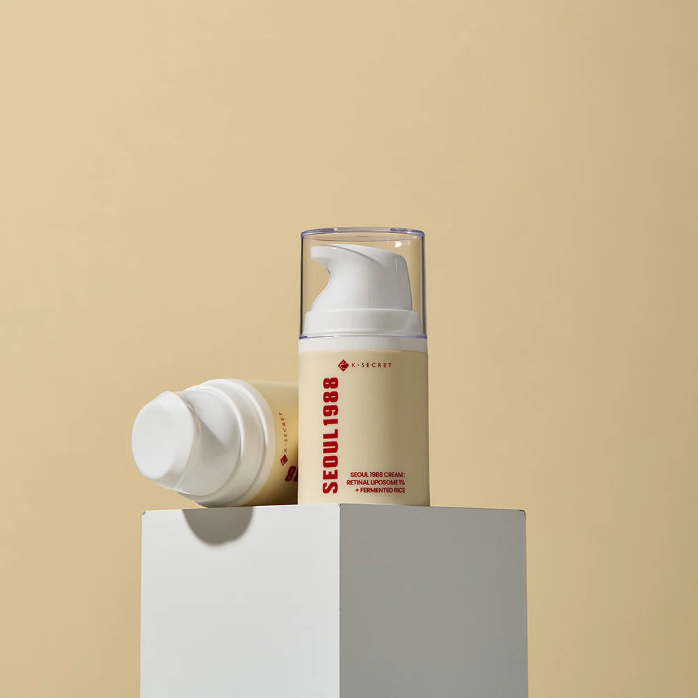 K-SECRET SEOUL 1988 Cream , une crème premium formulée avec 1% de rétinal liposomé et 50% d’extrait de riz fermenté K BEAUTY N1