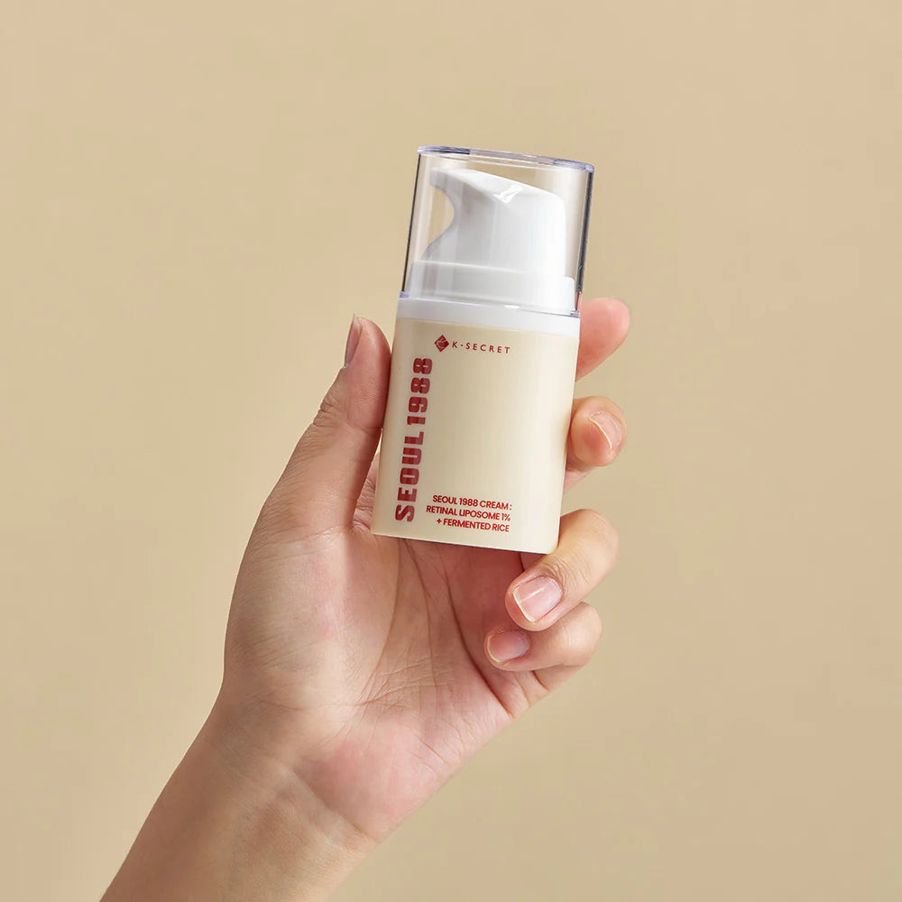 K-SECRET SEOUL 1988 Cream , une crème premium formulée avec 1% de rétinal liposomé et 50% d’extrait de riz fermenté K BEAUTY N1