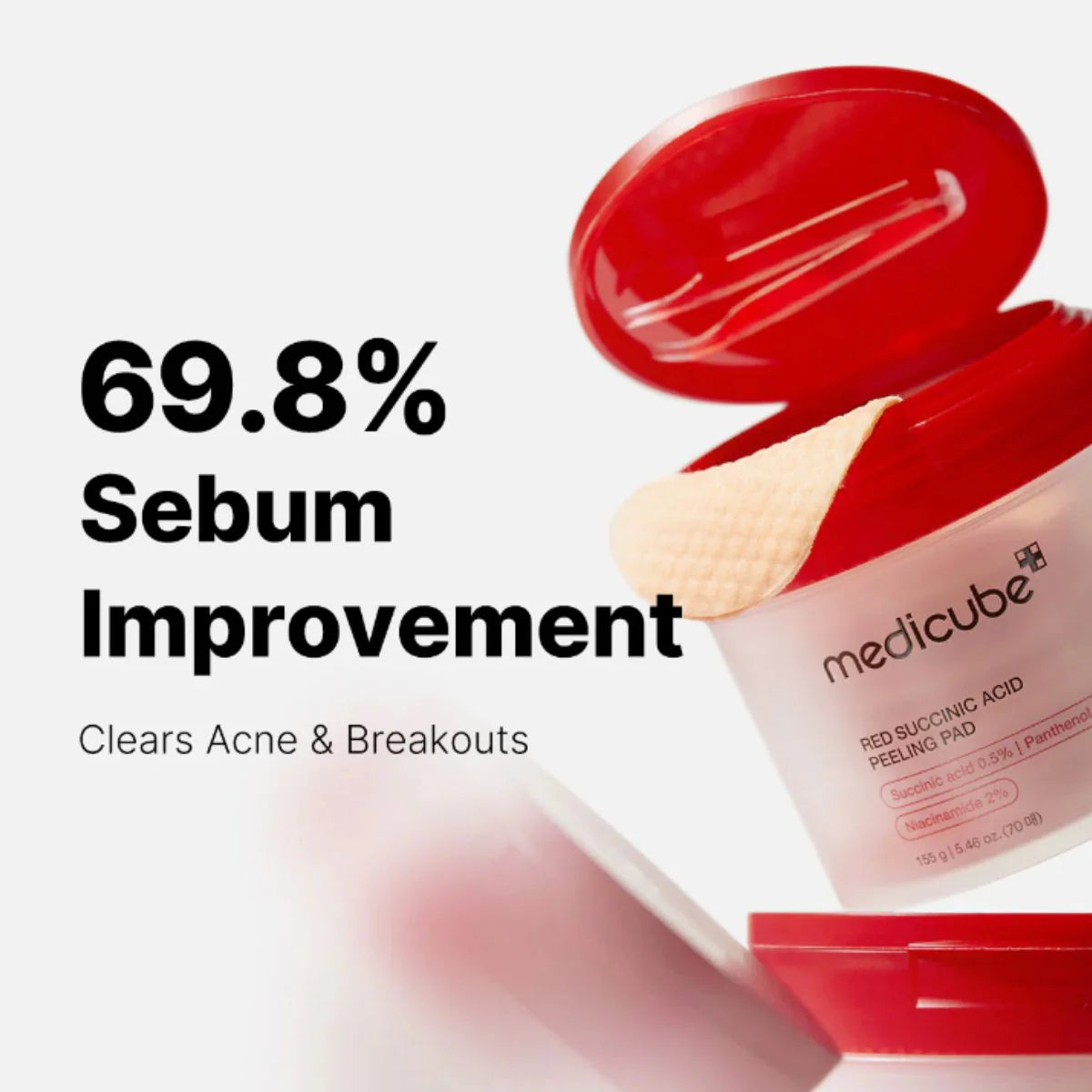 medicube Red Succinic Acid Peeling Pad – Exfoliant Doux 70 Pads